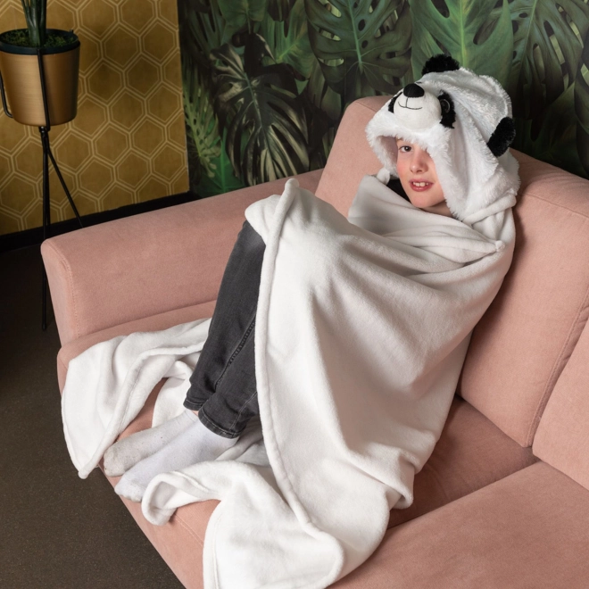 Cozy Noxxiez BL823 Panda - warme deken met capuchon en zakken met dierenpootjes