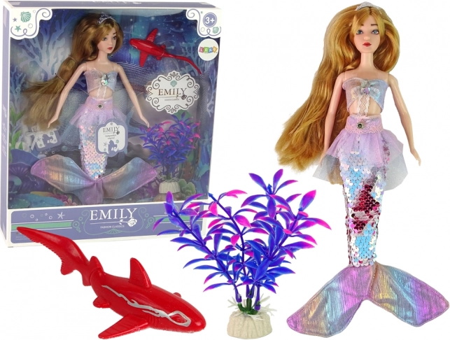 Emily Mermaid Doll with Accessories, Pink