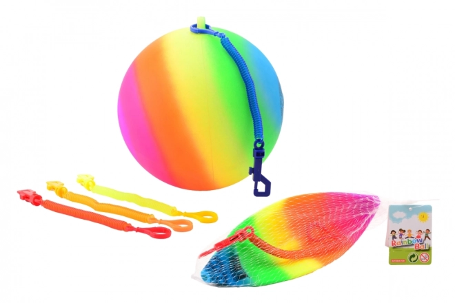 Regenboogbal met karabijnhaak 20 cm