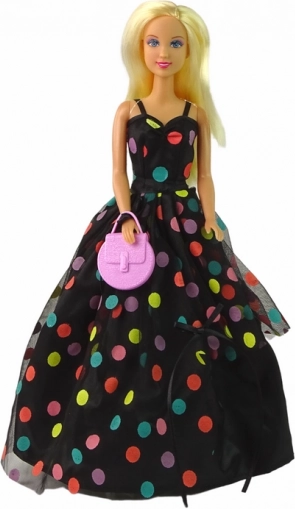 Elegantes gepunktetes Kleid und modische Accessoires