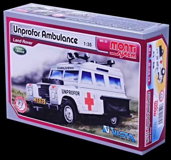 Bouwset Monti System MS 35 Unprofor Ambulance Land Rover 1:35 in doos 22x15x6cm