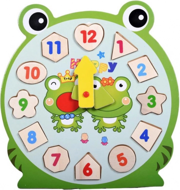 Houten klok puzzel kikker