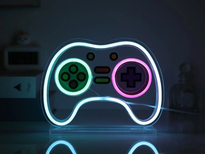 Lampe LED néon en forme de manette de jeu