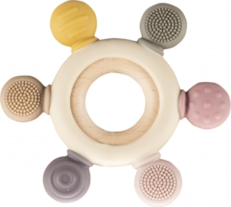 Anneau de dentition en silicone multifonction pour bébés, coloré