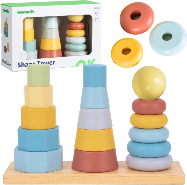 Tooky Toy wooden sorting tower – Montessori three towers