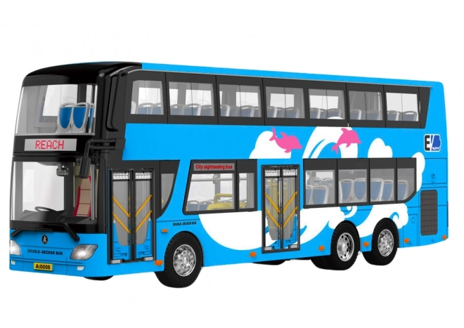 Blauwe dubbeldekker toerbus 1:42