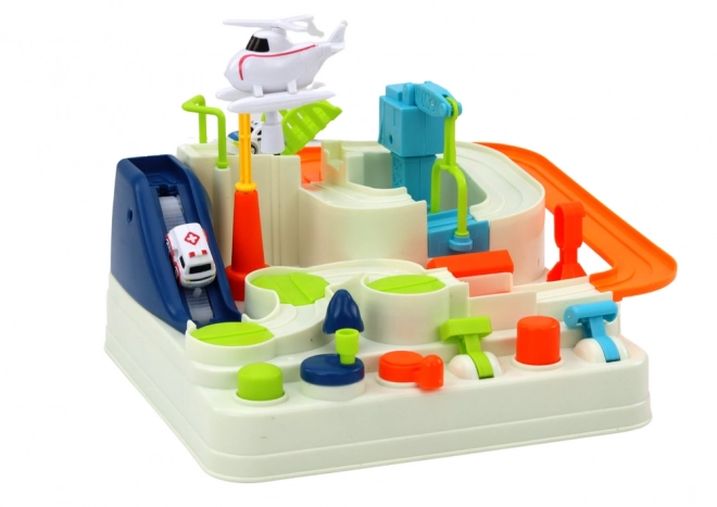Interactieve parkeerobstakelbaan voor kinderauto's