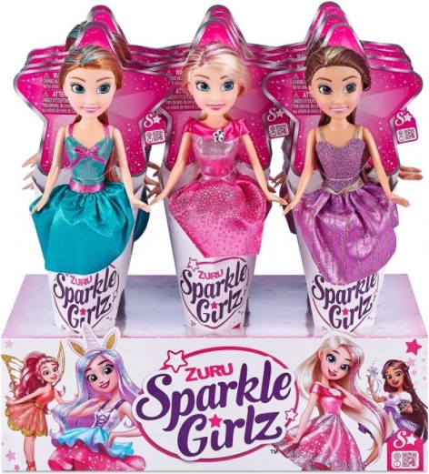 Pop SPARKLE GIRLZ prinses in kegelverpakking 10,5" – display 12 stuks