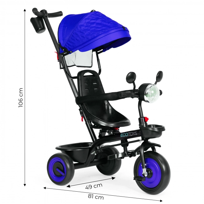 3-in-1 kinderdriewieler met draaibare zitting, kap, blauw, ECOTOYS