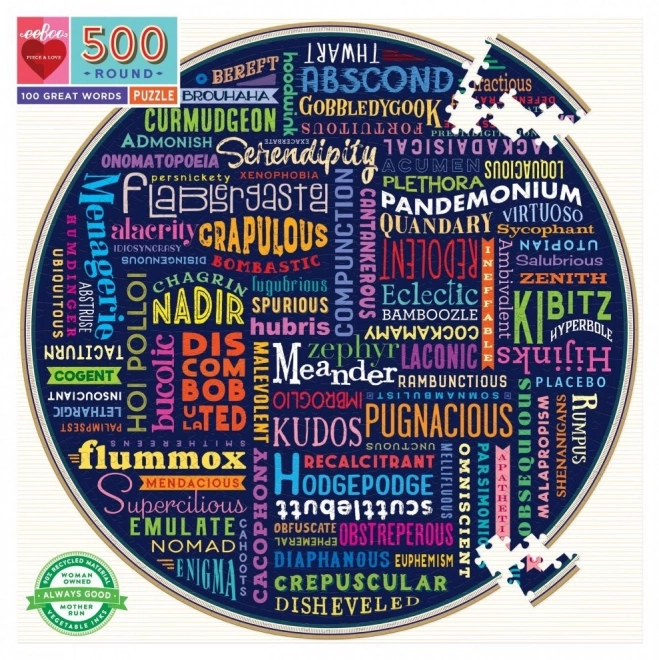 Round Puzzle 100 Great Words 500 Pieces
