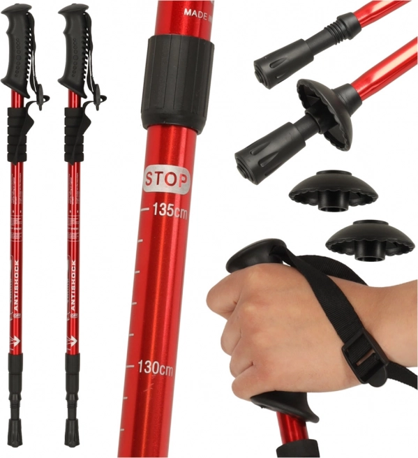 Opvouwbare stokken voor Nordic Walking 2 stuks rood