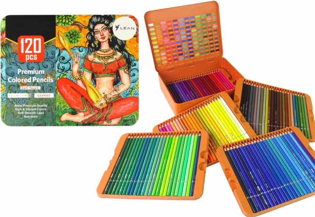 Set voor kleine kunstenaars: 120 kleurpotloden met organizer