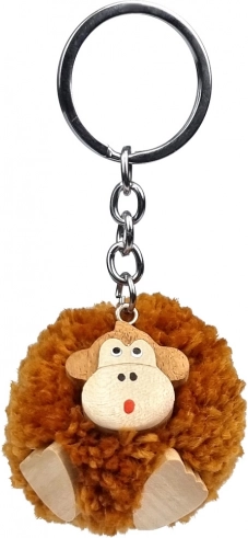 Porte-clés en bois pompon Singe