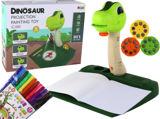 Kinder-Zeichenprojektor Dinosaurier mit Geräuschen und Zubehör