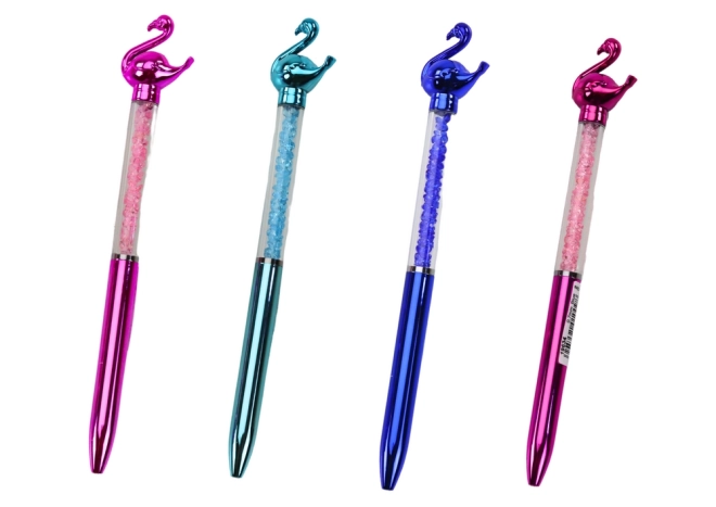 Balpen met blauwe punt Flamingo Diamonds 0,7 mm Mix