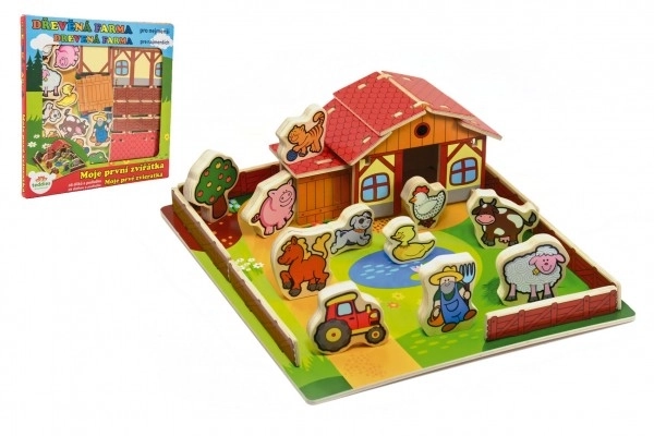 3D houten boerderij Mijn eerste dieren - 28 stukken