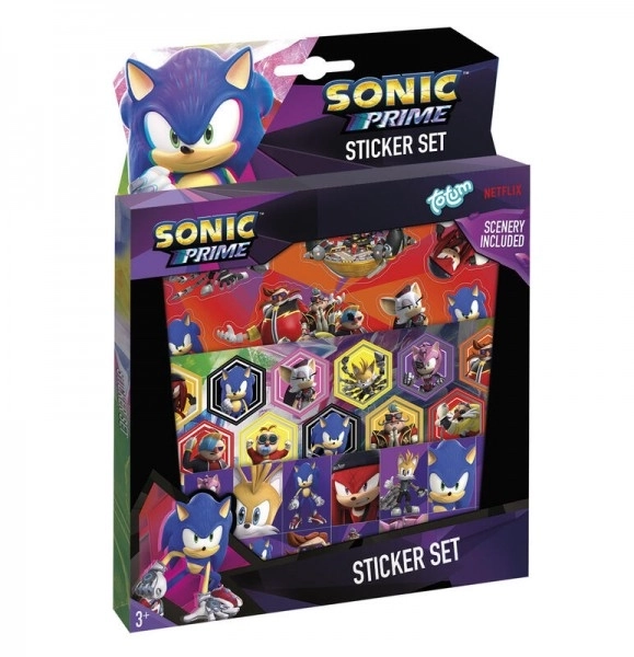 Sonic cadeau box met stickers in een doosje 18x24,5x1cm