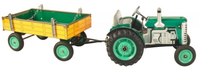 Tractor Zetor met aanhanger rood op sleutel metaal 28cm Kovap in doos