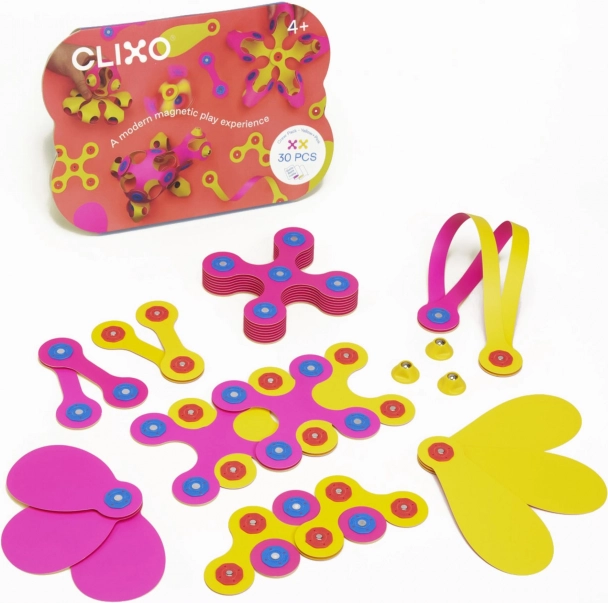 Clixo Magnetic Building Set Pink & Yellow