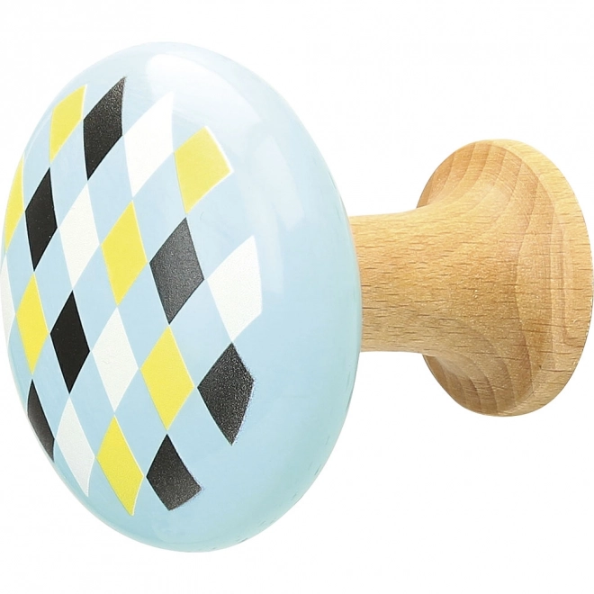 Holzwandhaken für Kinder Eule und Rhomben