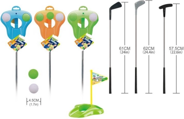 Golfsset met clubs, ballen en hole