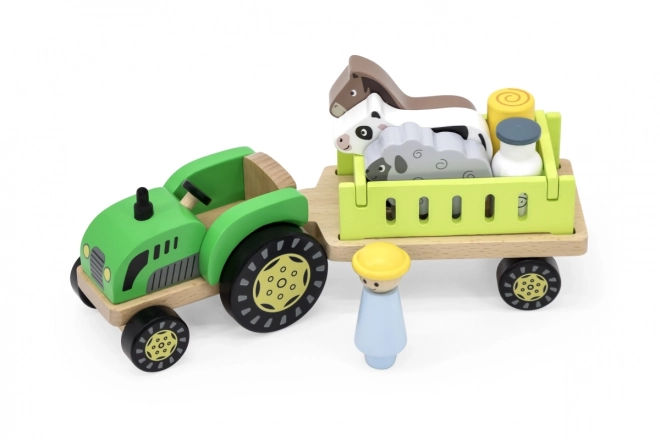 Houten tractor met diertjes