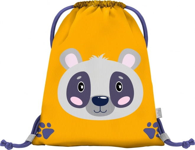 Baagl preschool drawstring bag with panda, yellow