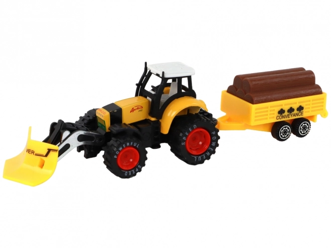 Traktor mit Anhänger gelb rot
