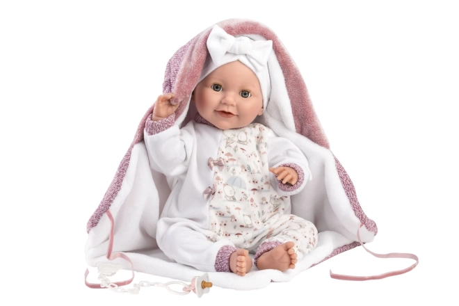 Llorens 74040 NIEUW GEBOREN - realistische knipperende pop baby met geluiden en zacht stoffen lichaam - 42 cm
