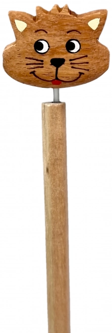 Wooden Pencil with Cat Head