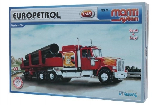 Bouwpakket Monti System MS 26 Europetrol Western star 1:48 in doos 32x20,5x7,5cm