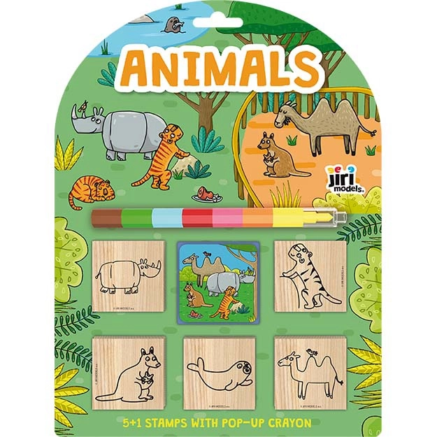 Stempelset Tiere mit Wachsmalstift