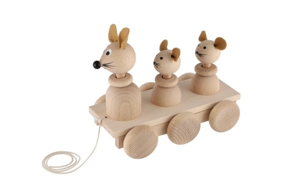 Wooden Pull Toy Three Mice