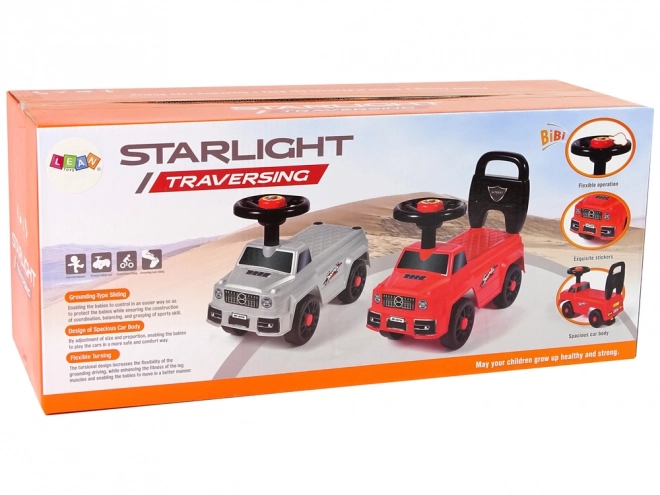 Kinderrutschauto mit Rückenlehne und Hupe weiß