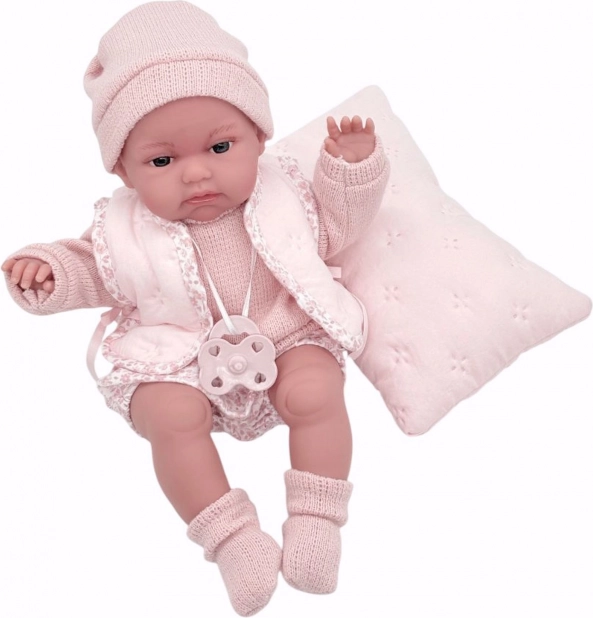 realistische Babypuppe mit Bewegungsfunktion und weichem Stoffkörper 34 cm