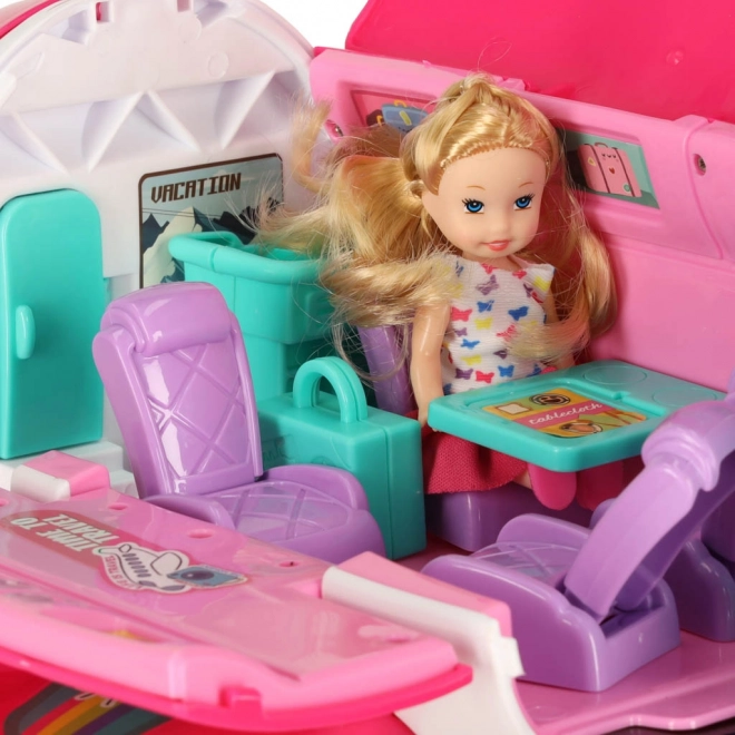 Doll Play Airplane 2-in-1 with Accessories Pink