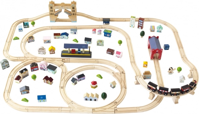 Le Toy Van wooden City train set with London bridge