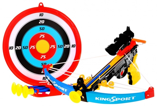 Arc pour enfants (6+) Ensemble sportif 7 pcs. + Cible + 4 flèches + Carquois + Viseur