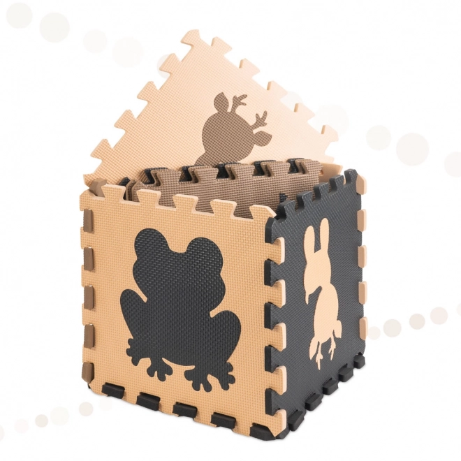 Bruine foam puzzel met bosdieren - 9 stuks