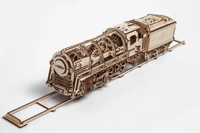 Mechanische houten puzzel UGEARS - Stoomlocomotief met tender
