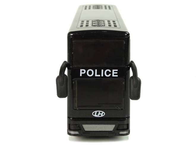 Autobus noir à deux étages de police avec propulsion par friction