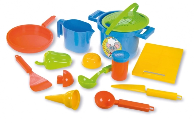 Zandset voor koken 14-delig in netje 30x22x20cm 24m+