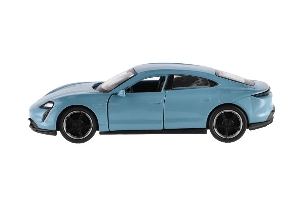 Auto Welly Porsche Taycan Turbo S metaal/plastic 12cm 4 kleuren op terugtrek mechanisme 12 stuks in doos