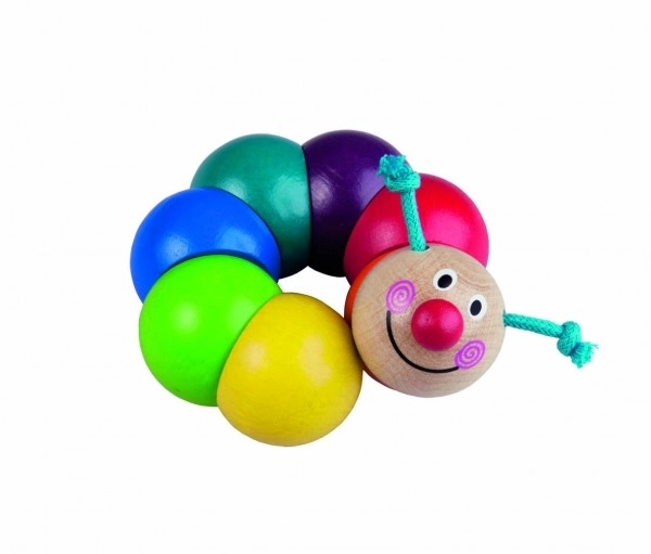 Housenka Thee gekleurd houten 13cm op kaart 6m+