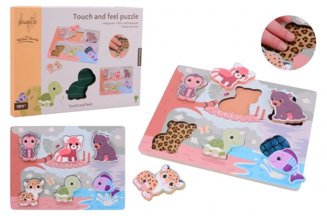 Houten voelbare puzzel met dieren Jouéco®