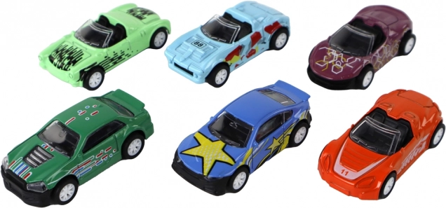 Kleurrijke set van 6 autootjes 1:64