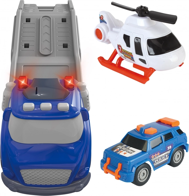 Woopie Blue Police Trailer City Truck with Light and Sound Effects