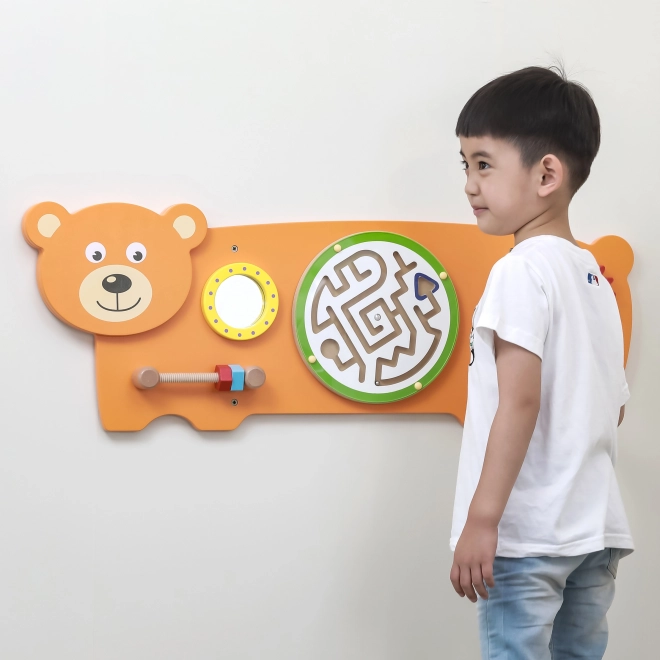 Plaque sensorielle murale en bois - ours