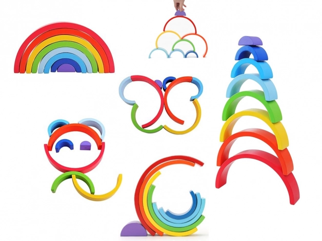 Montessori educatieve houten puzzel kleurrijke regenboog + taken ZA5328