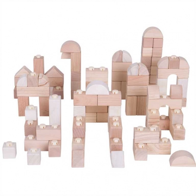 Bigjigs Baby Houten Koppelblokken - Natuurlijke set van 100 stuks
